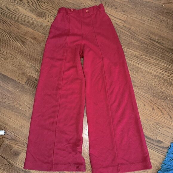 Vintage 70s Cinderella girls red acrylic/polyester wide leg pull on pants - Picture 8 of 11
